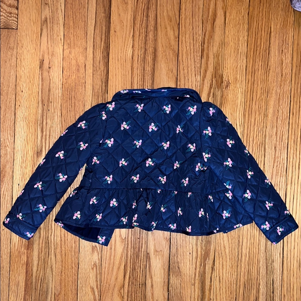 Janie and Jack Girls Navy Floral Quilted Jacket for Kids 4 - Picture 6 of 6